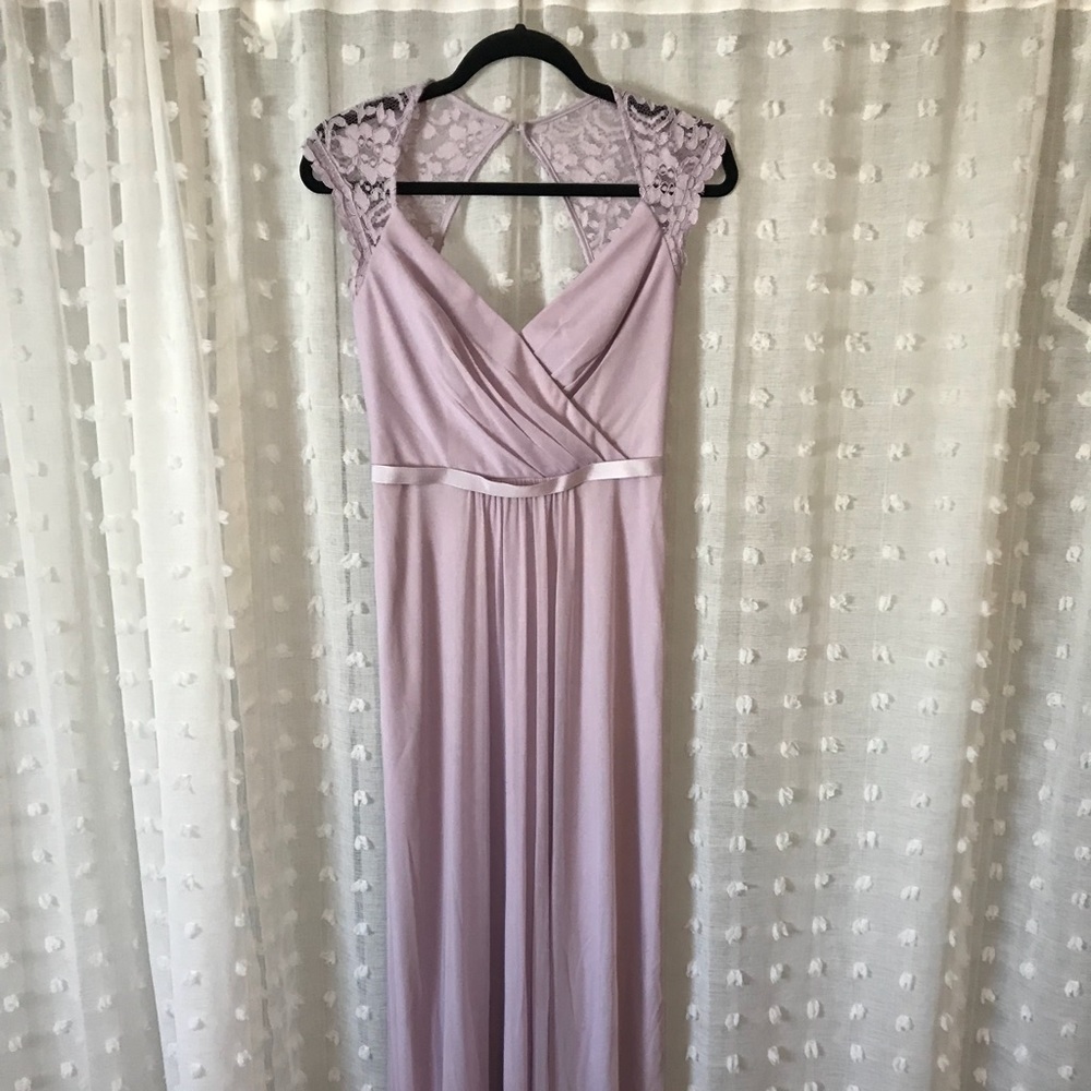 Long Mesh Dress w/ Lace Cap SleevesDAVID'S BRIDAL